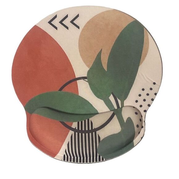 Boho Ergonomic Gel Mouse Pad Wrist Support Green Peach Beige - Picture 1 of 5